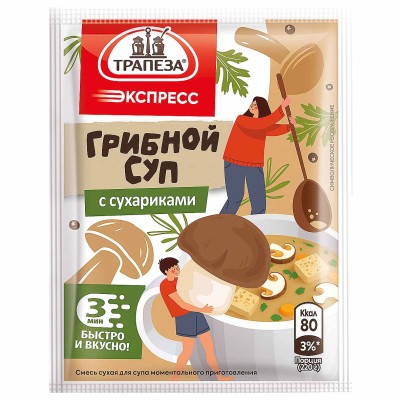 Суп Трапеза экспресс грибной с сухариками 20гр м/у