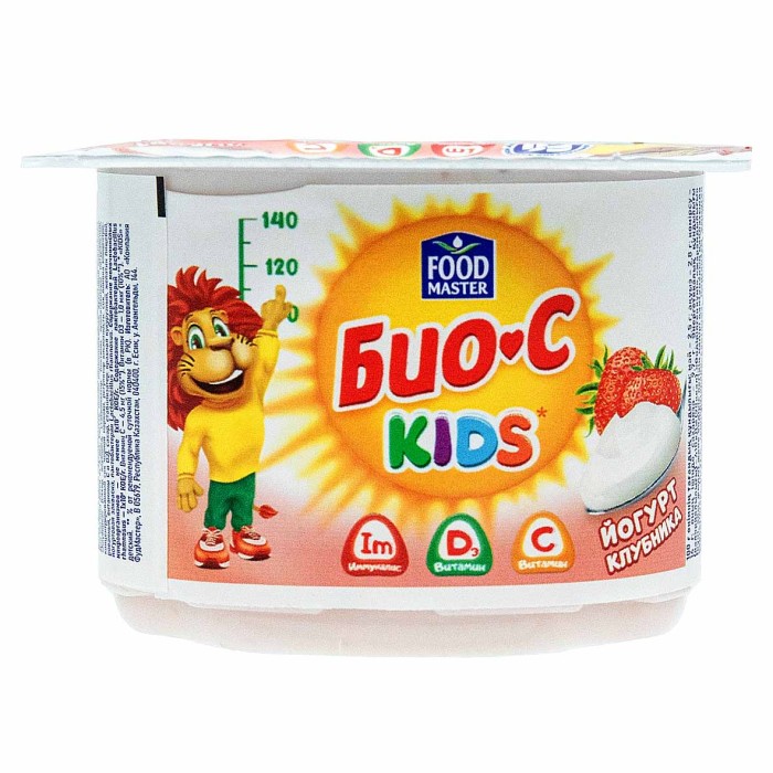 Йогурт Foodmaster Био-C kids клубника 2,5 110гр пэт