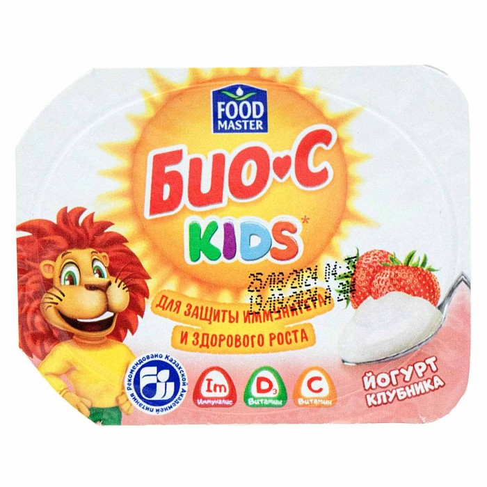 Йогурт Foodmaster Био-C kids клубника 2,5 110гр пэт