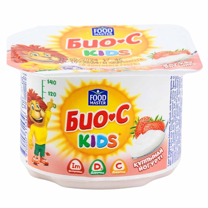 Йогурт Foodmaster Био-C kids клубника 2,5 110гр пэт