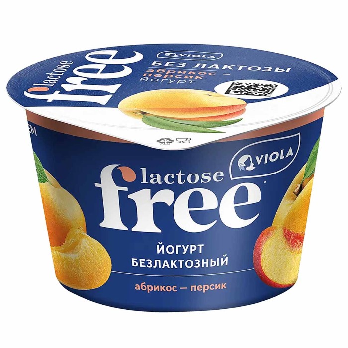 Йогурт Viola  безлактозный абрикос-персик 2,7% 180гр пэт