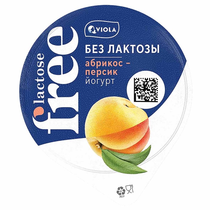 Йогурт Viola  безлактозный абрикос-персик 2,7% 180гр пэт