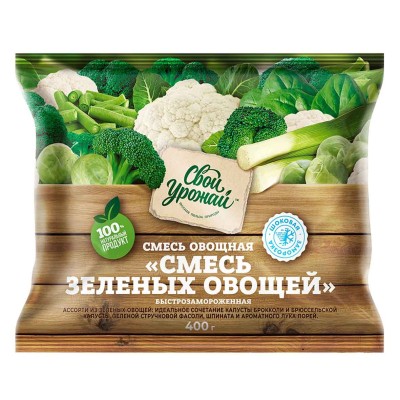 Смесь овощная Свой Урожай зеленых овощей 400гр м/у
