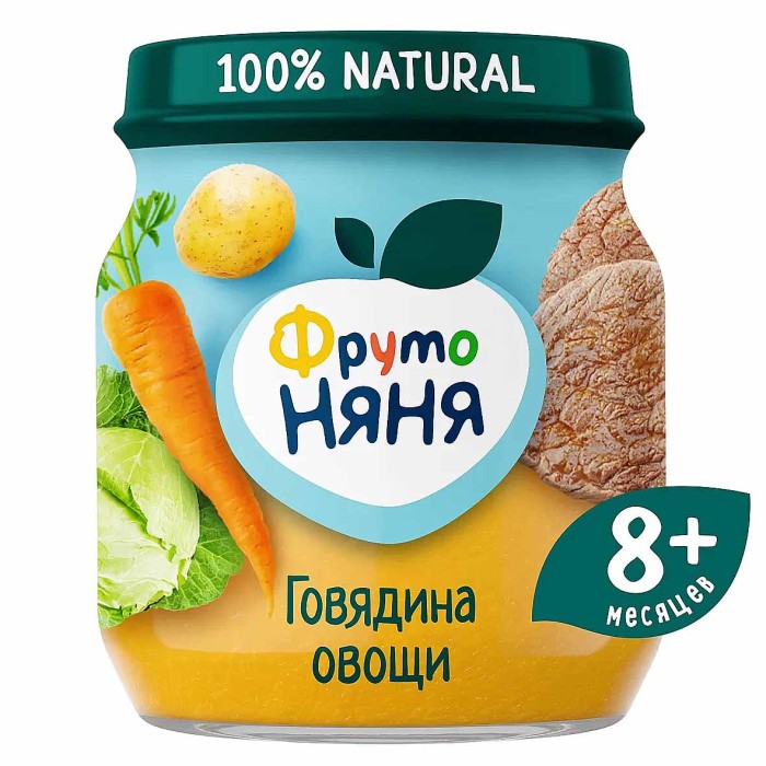 Пюре ФрутоНяня говядина с овощами с 8мес 100гр ст/б