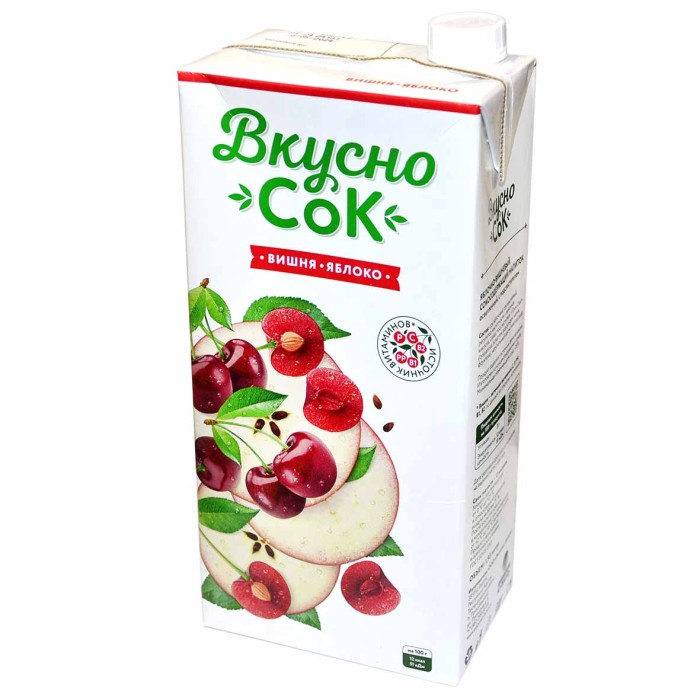 Напиток Вкусно Сок вишня-яблоко 1,93л пэт