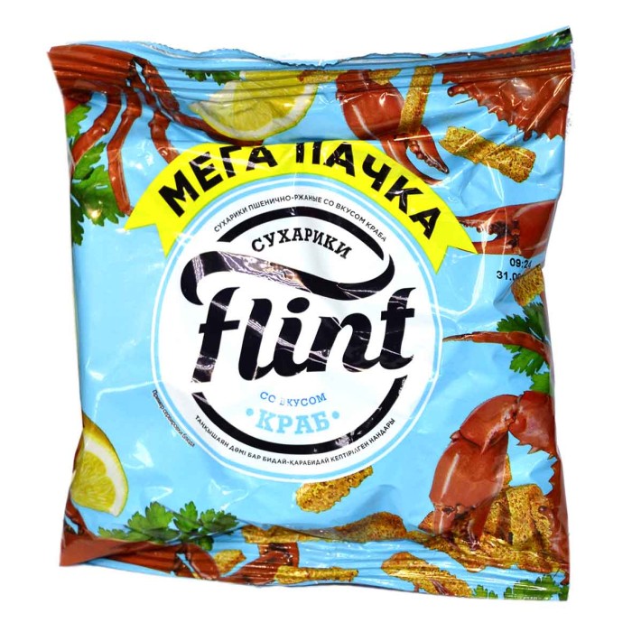 Сухарики Flint пшенично-ржаные вкус краба 100гр м/у