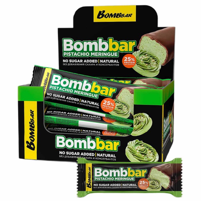 Батончик глазированный Bombbar Фисташковая меренга в шоколаде 40гр м/у