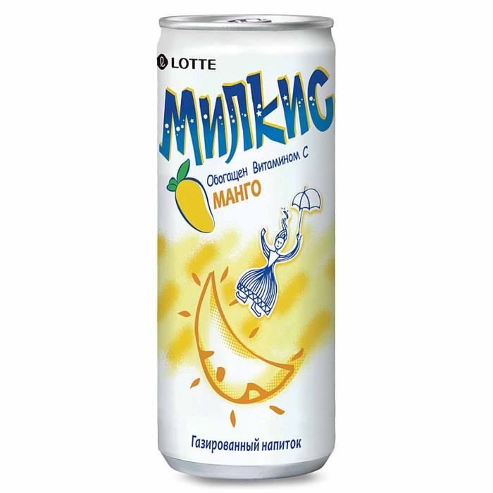 Напиток Lotte Милкис манго газ 250мл ж/б