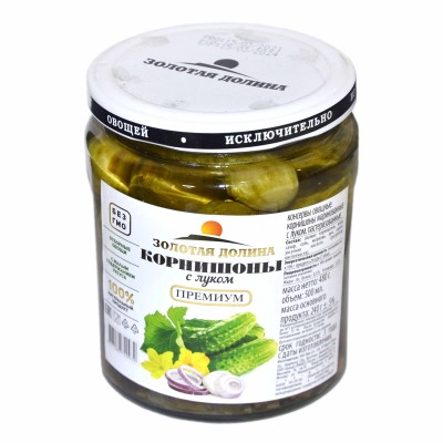 Корнишоны Золотая долина с луком 500мл ст/б
