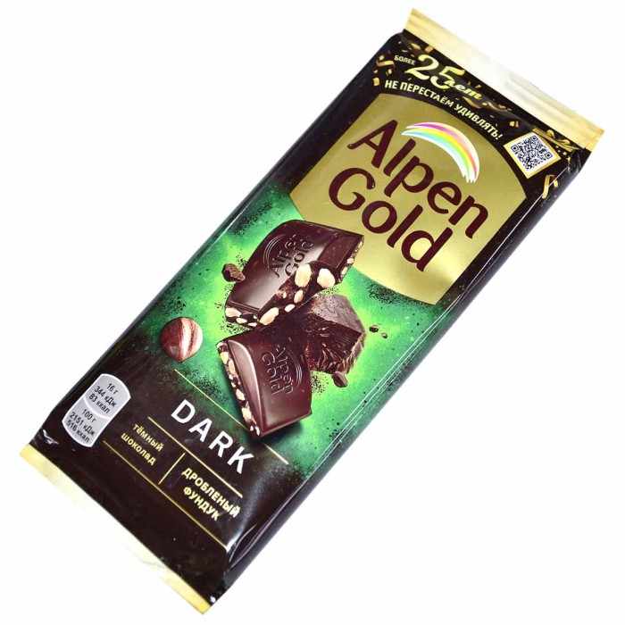 Шоколад Alpen Gold Темный с дробленым фундуком 80гр м/у