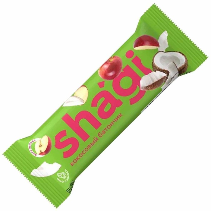 Батончик кокосовый Shagi со вкусом яблока глазир 40гр м/у