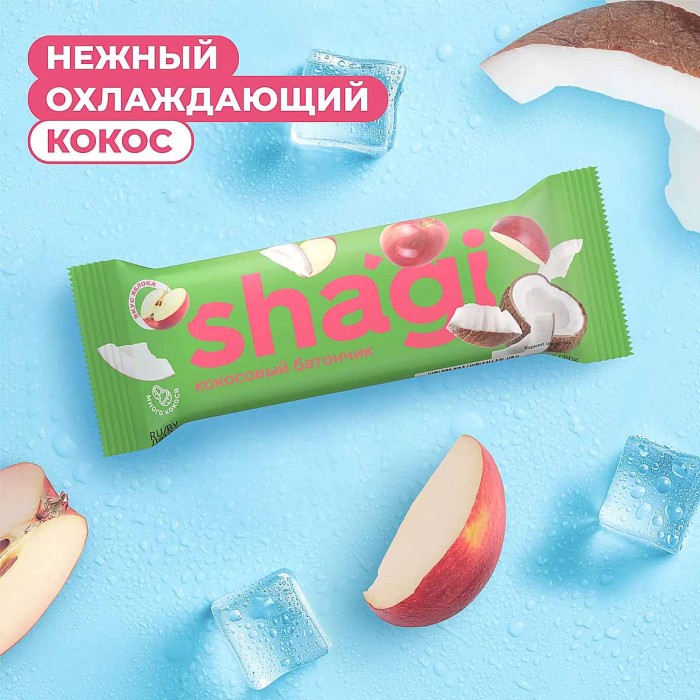 Батончик кокосовый Shagi со вкусом яблока глазир 40гр м/у