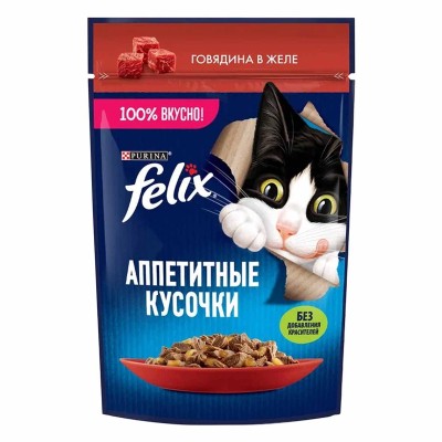 Корм для кошек Felix Аппетитные кусочки говядина 75гр пауч