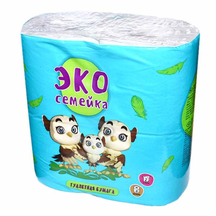 Бумага туалетная Эко-Семейка на гильзе 2сл 4шт ф/п