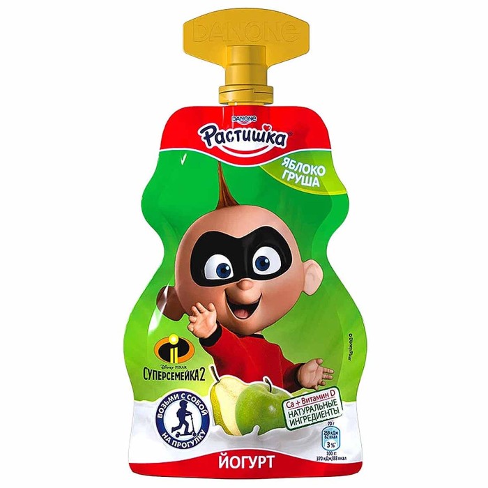 Йогурт Растишка Яблоко-Груша 2.6% 70гр д/п