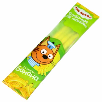 Трубочки для молока Три кота банан 12гр м/у