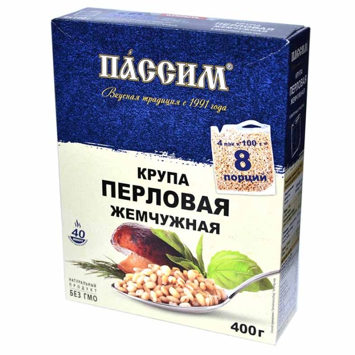 Крупа перловая Пассим жемчужная 4*100гр к/у