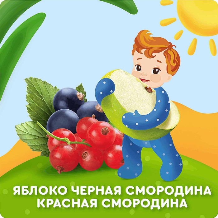 Пюре Агуша яблоко-черная и красная смородина с 5мес 100гр ст/б