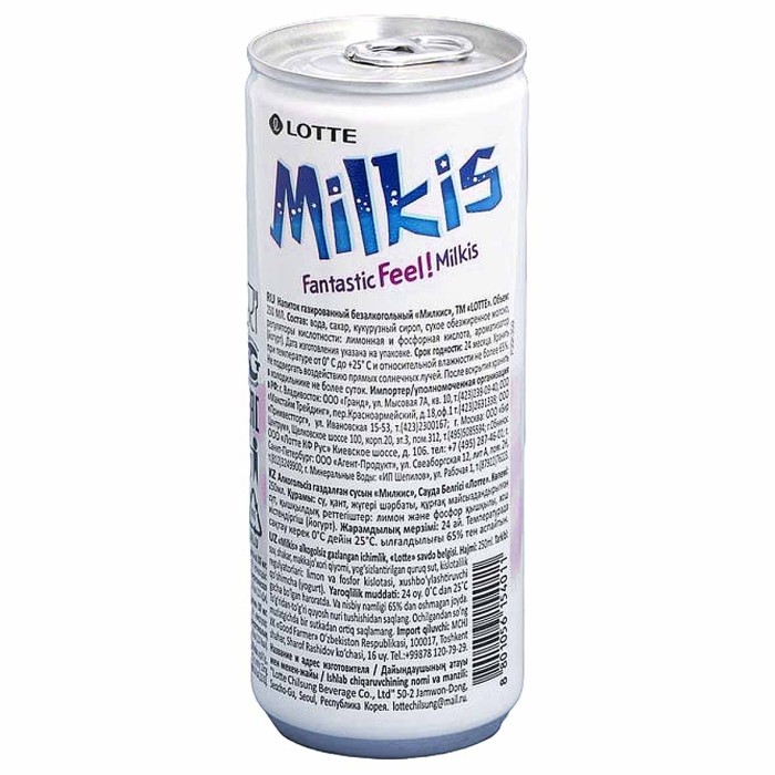 Напиток Lotte Милкис оригинал газ 250мл ж/б