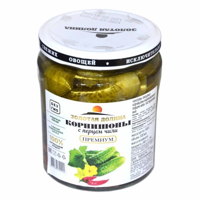 Корнишоны Золотая долина с перцем 500мл ст/б