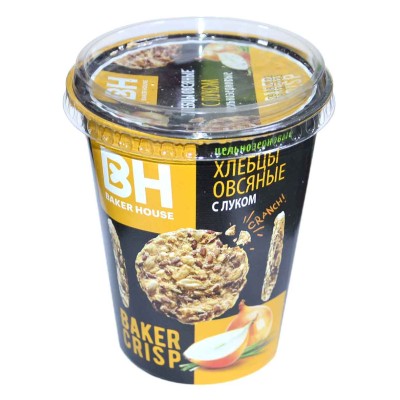 Хлебцы Baker Hause цельнозерновые,овсянные с луком 90гр м/у