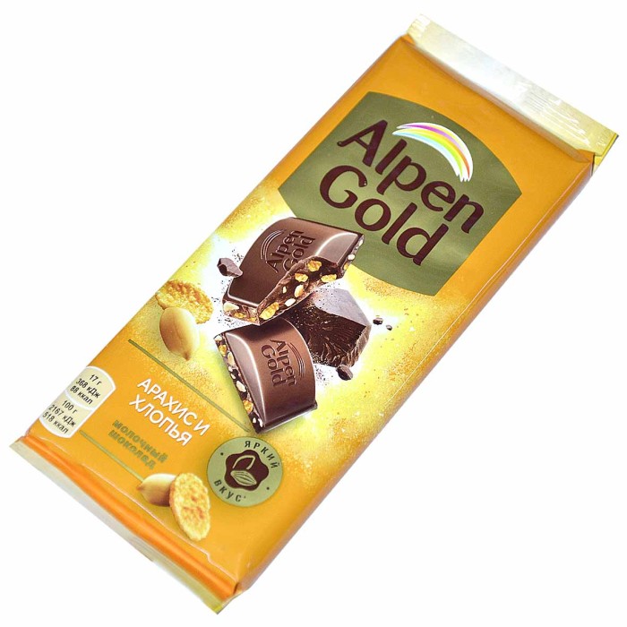 Шоколад Alpen Gold Арахис и кукурузные хлопья 85гр м/у