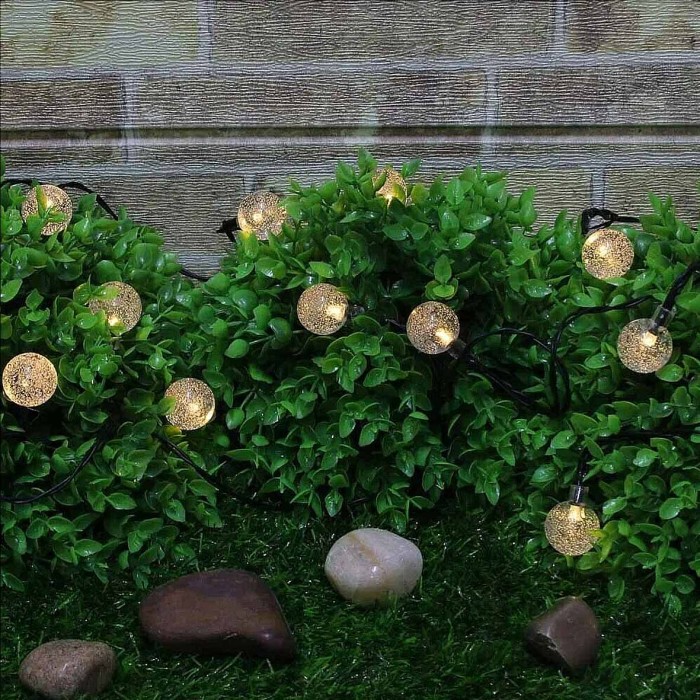 Украшение новогоднее Гирлянда Inbloom шампань на солн батарее 10LED 4м арт185-063