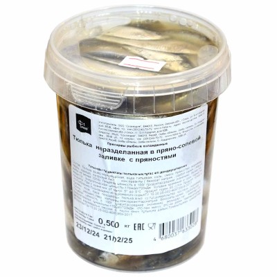 Тюлька Фише неразделанная в пряно-солевой заливке с пряностями 500гр пэт