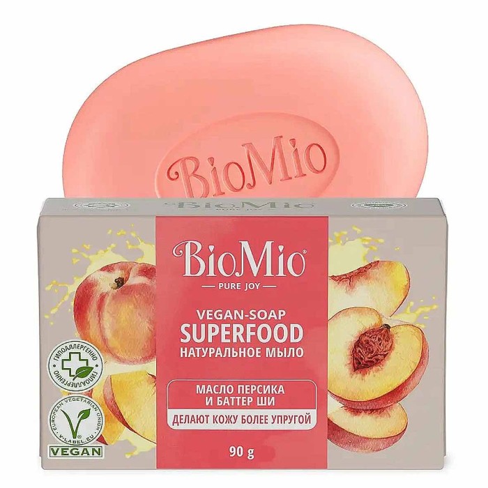 Мыло BioMio Персик и ши 90гр к/у