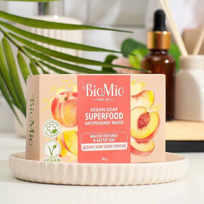 Мыло BioMio Персик и ши 90гр к/у
