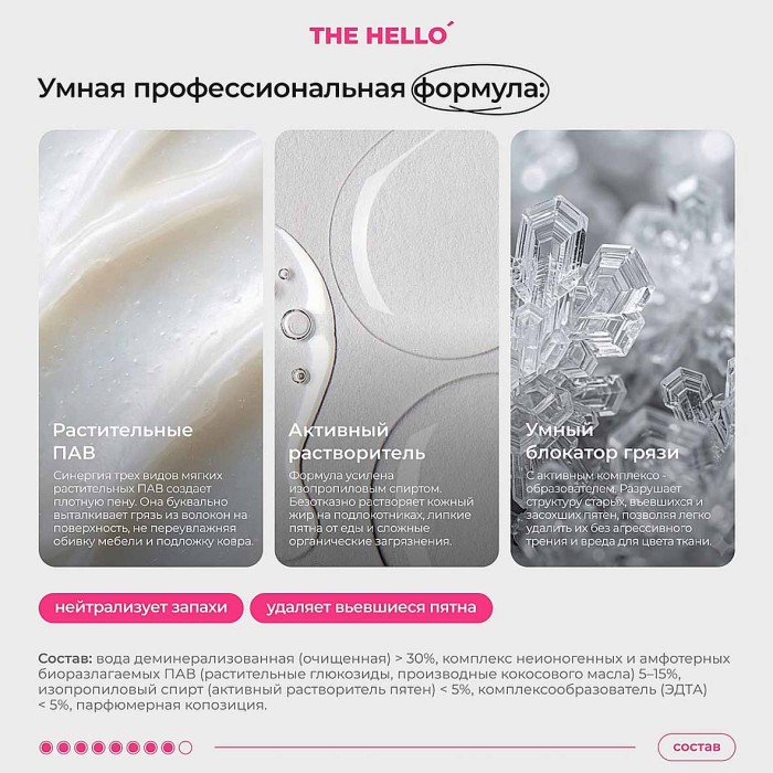 Средство чистящие The Hello для ковров и мебели 750мл пэт