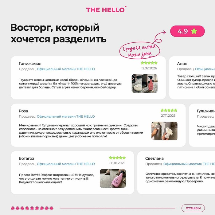 Средство чистящие The Hello для ковров и мебели 750мл пэт