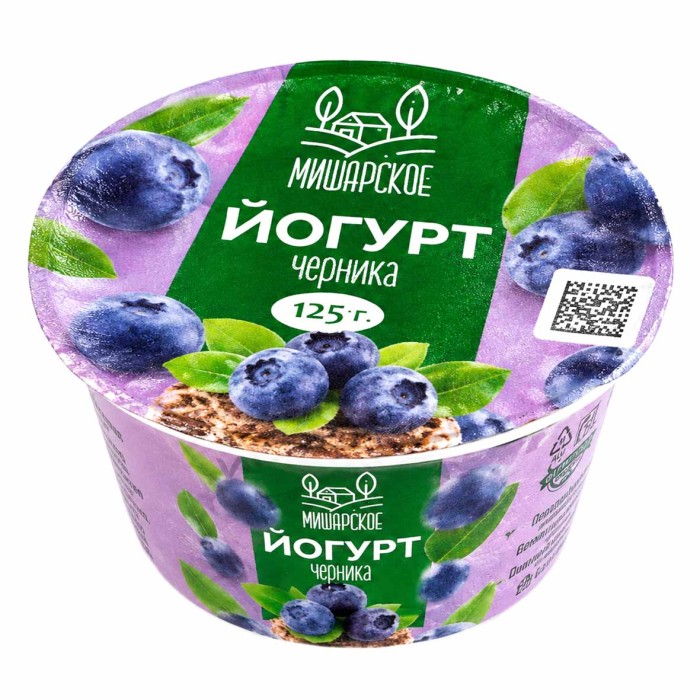 Йогурт Мишарское черника 2,5%  125гр стакан