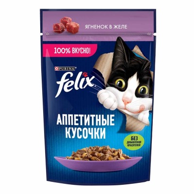 Корм для кошек Felix Аппетитные кусочки ягненок 75гр пауч