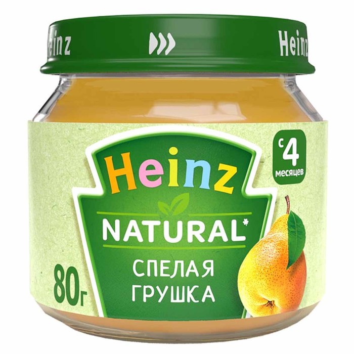 Пюре Heinz спелая грушка с 5мес 80гр ст/б