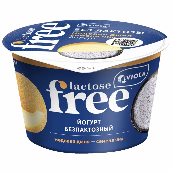 Йогурт Viola безлактозный медовая дыня-семена чиа 2,7% 180гр пэт