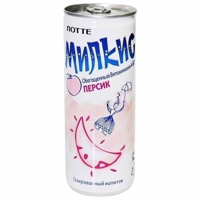 Напиток Lotte Милкис персик газ 250мл ж/б
