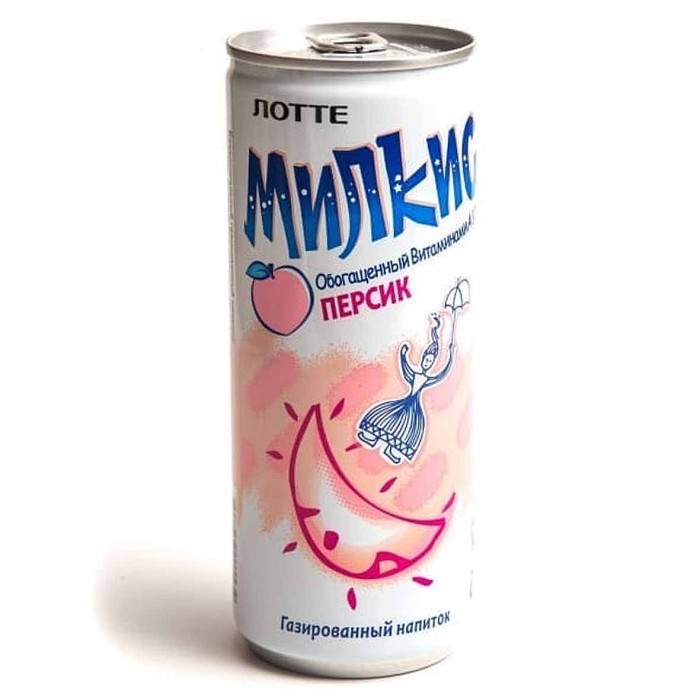 Напиток Lotte Милкис персик газ 250мл ж/б