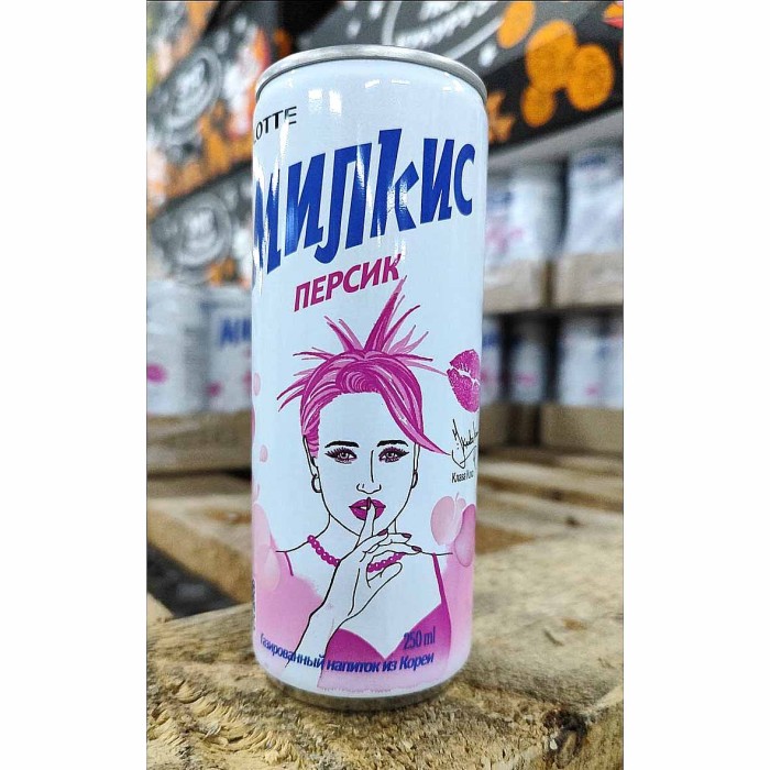 Напиток Lotte Милкис персик газ 250мл ж/б