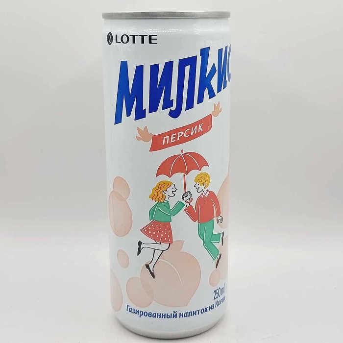 Напиток Lotte Милкис персик газ 250мл ж/б