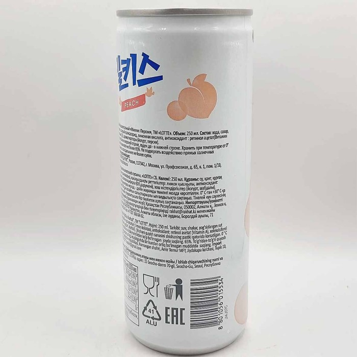 Напиток Lotte Милкис персик газ 250мл ж/б