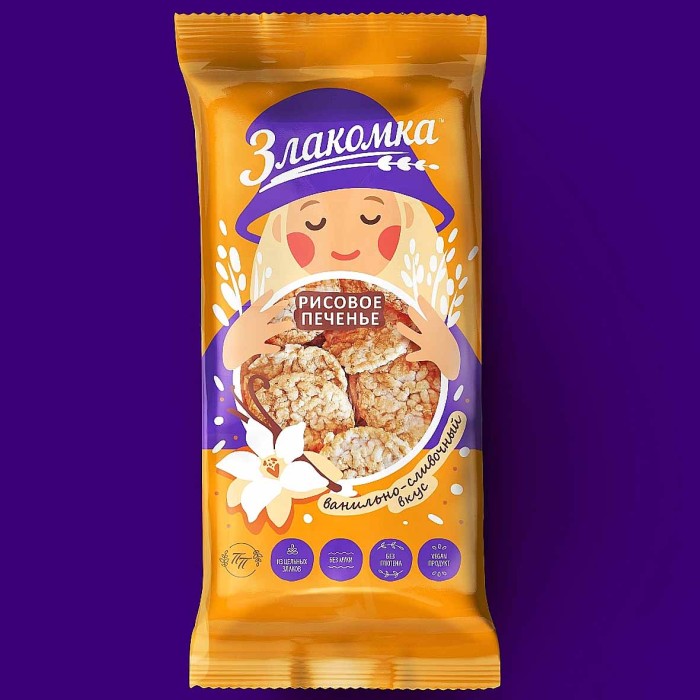 Печенье Злакомка рисовое ванильно-сливочный вкус 80гр м/у