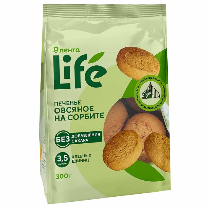 Печенье Лента Life Овсяное на сорбите 300гр м/у