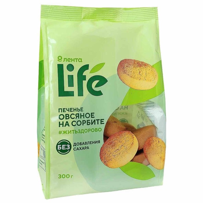 Печенье Лента Life Овсяное на сорбите 300гр м/у