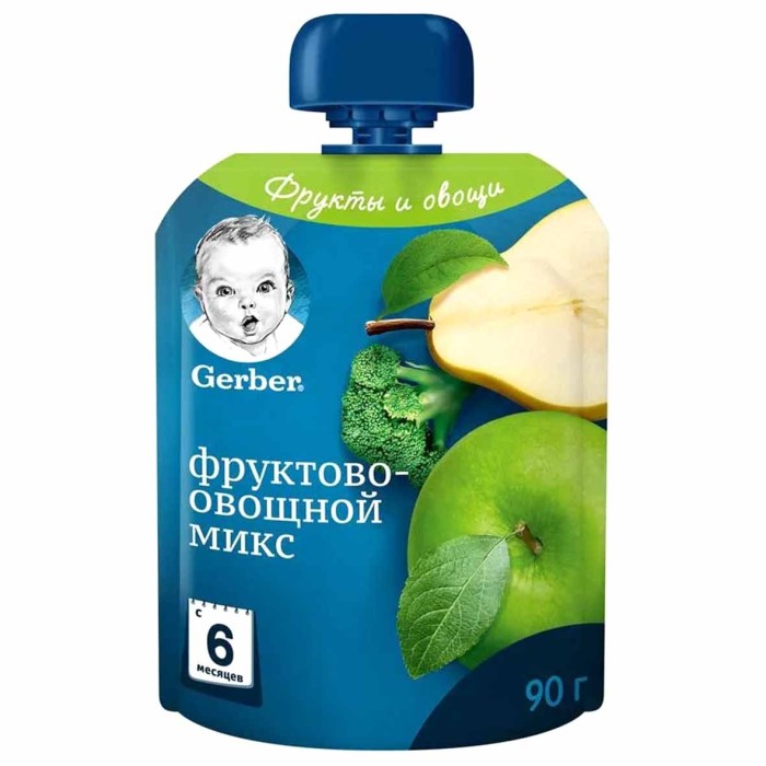 Пюре Gerber фруктово-овощной микс с 6мес 90гр пауч