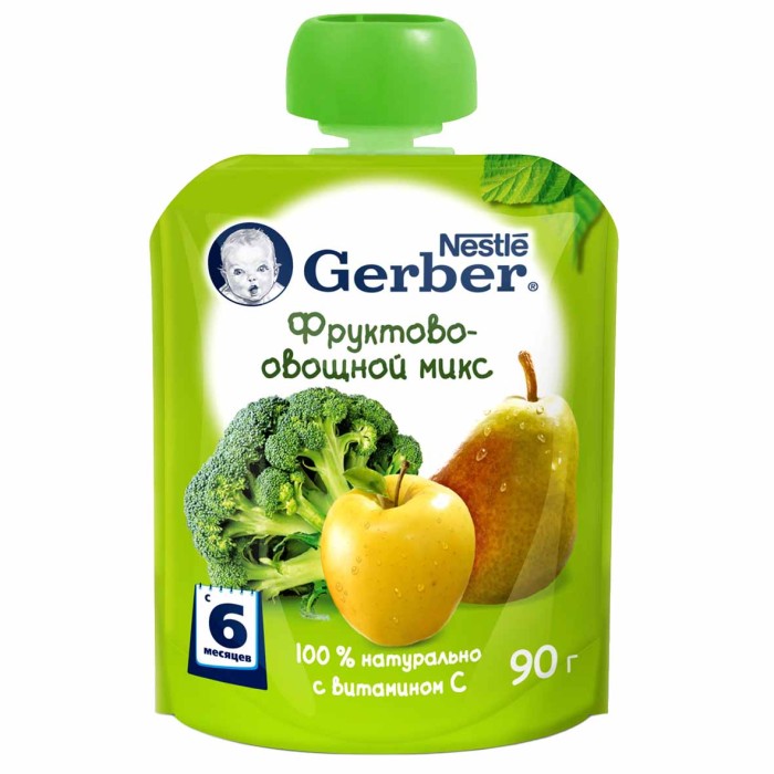 Пюре Gerber фруктово-овощной микс с 6мес 90гр пауч