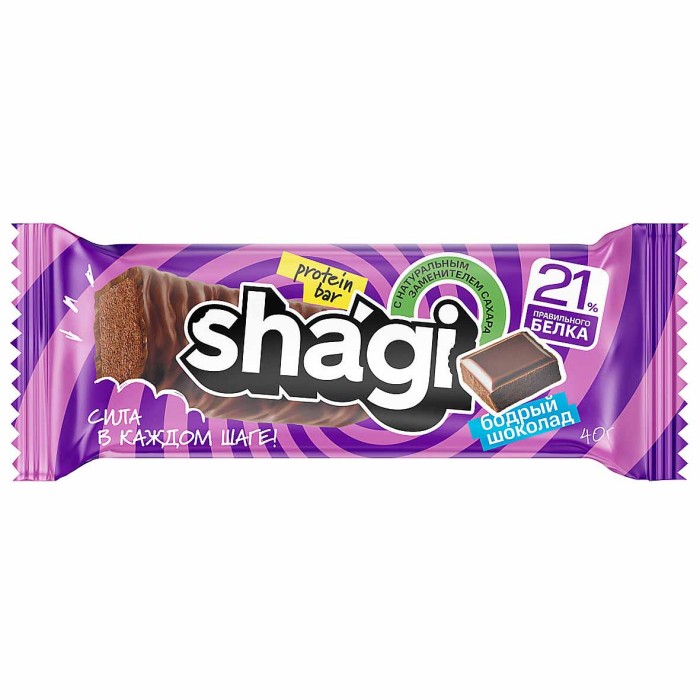 Батончик протеиновый Shagi со вкусом шоколада 40гр м/у