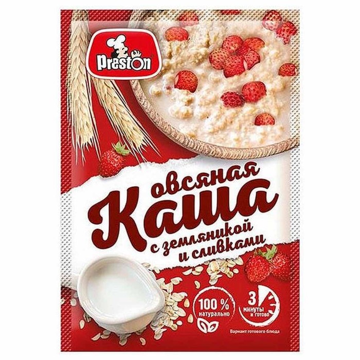 Каша Preston овсяная с земляникой и сливками 37гр м/у