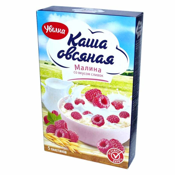 Каша овсяная Увелка с малиной и сливками 5*40гр к/у
