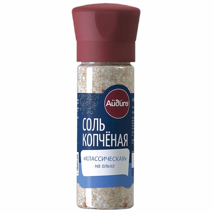 Соль Айдиго Копченая классическая на ольхе мельница 130гр пэт
